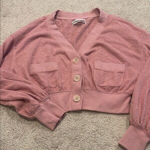 Urban outfitters dusty pink super soft cardigan cropped sweater size XS